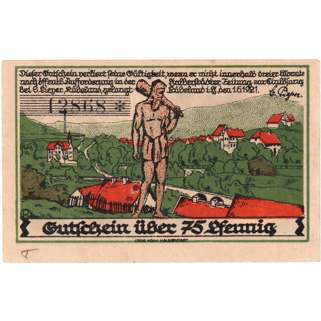 Allemagne, Rübeland, 75 Pfennig, 1921-05-01, SPL