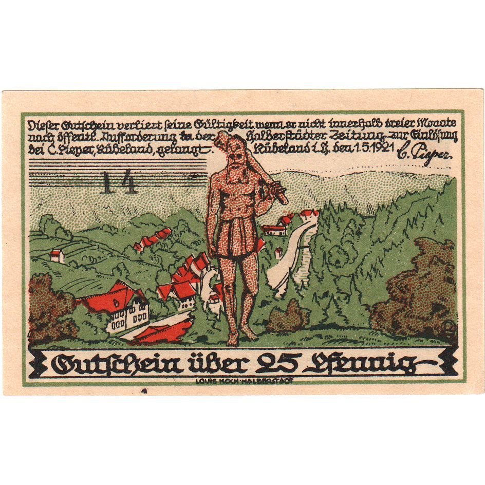 Germania, Rübeland, 25 Pfennig, 1921-05-01, SPL