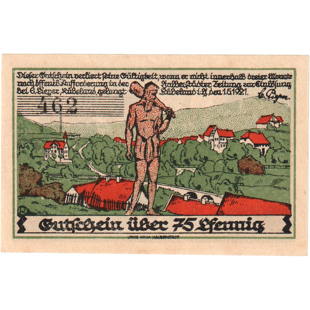 Niemcy, Rübeland, 75 Pfennig, 1921-05-01, UNC(63)