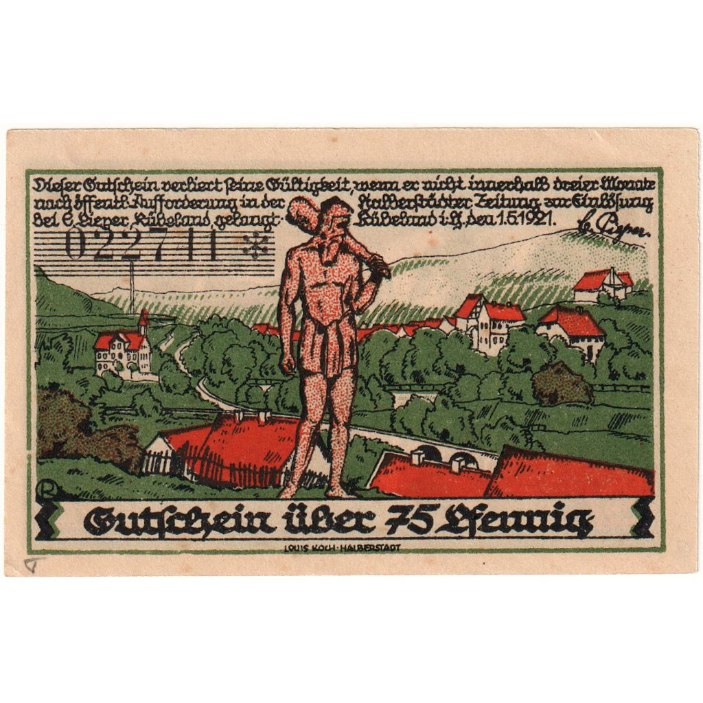Deutschland, Rübeland, 75 Pfennig, 1921-05-01, UNZ-
