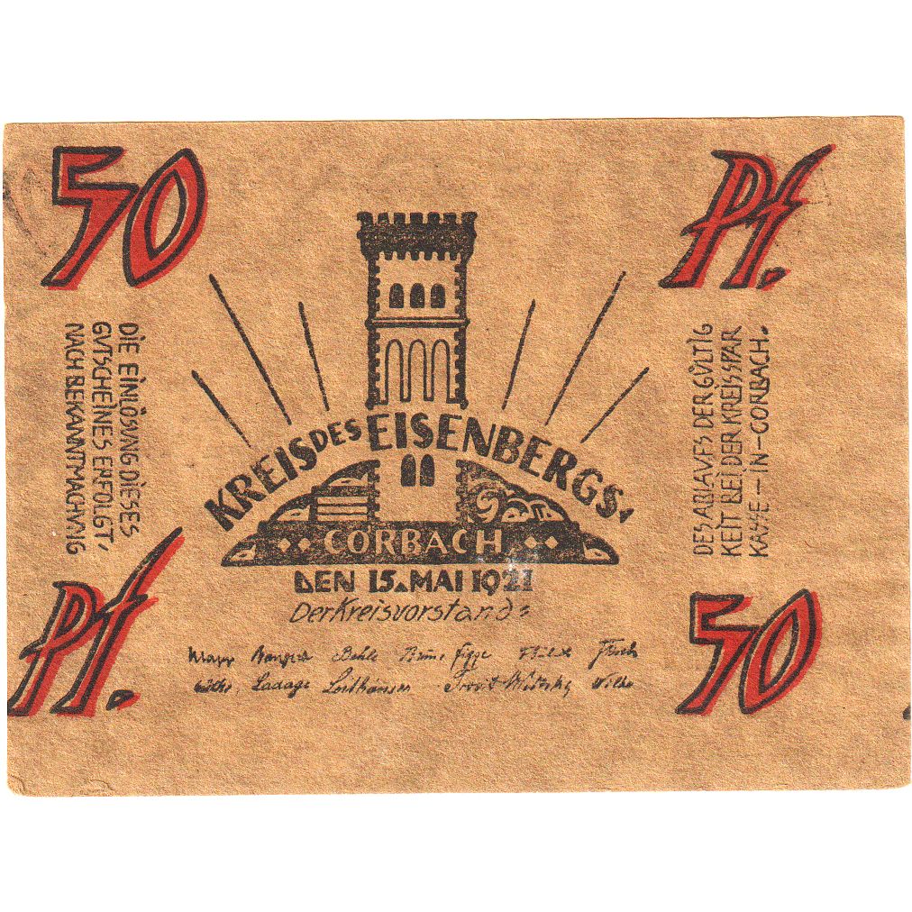 Germany, Eisenberg, 50 Pfennig, 1921-05-15, UNC(63)