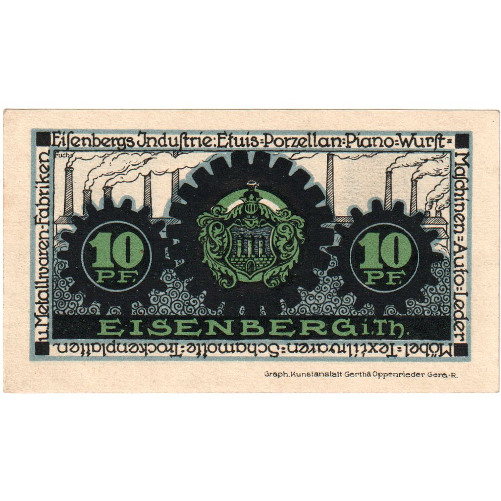 Allemagne, Eisenberg, 10 Pfennig, SPL