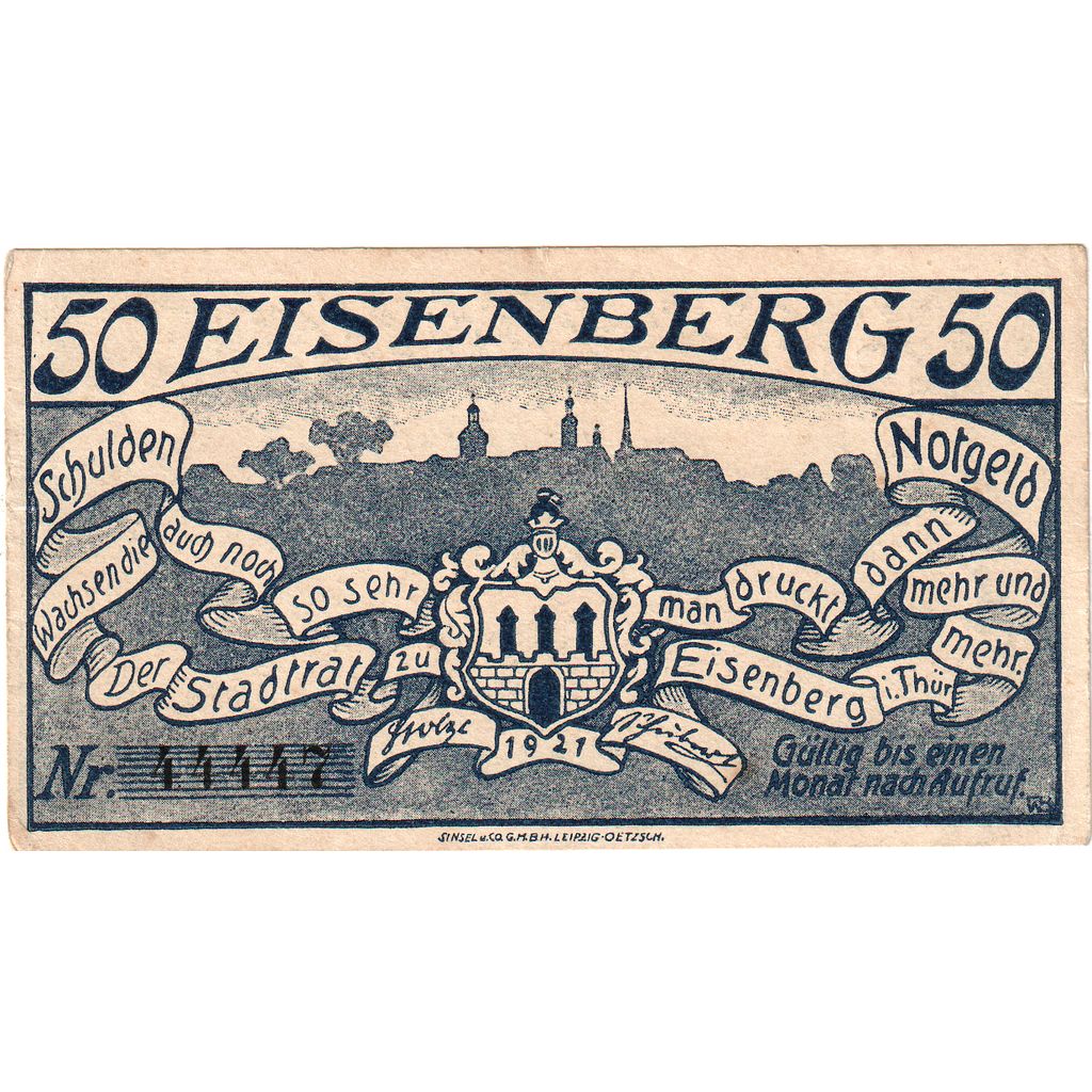 Allemagne, Eisenberg, 50 Pfennig, SPL