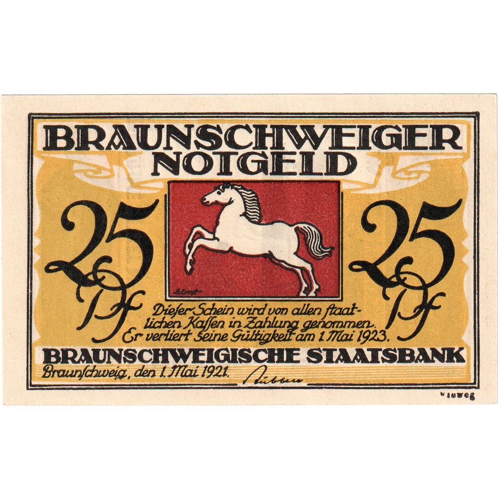 Germany, Braunschweig, 25 Pfennig, 1921-05-01, UNC(63)