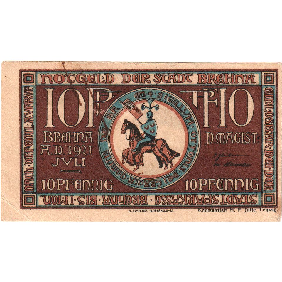 Alemanha, Brehna, 10 Pfennig, AU(55-58)