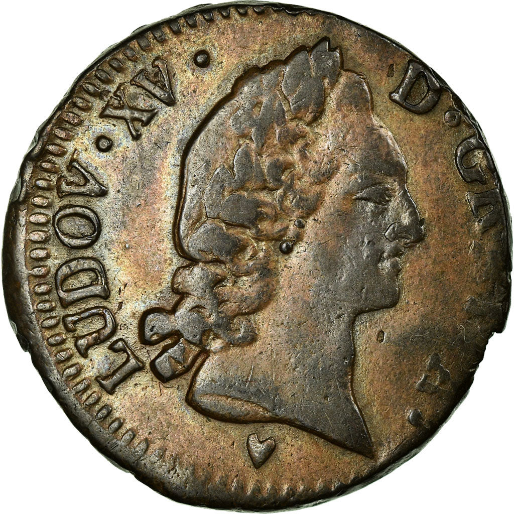 Coin, France, Louis XV, Demi sol d'Aix, 1/2 Sol, 1771, Aix, EF(40-45), Copper