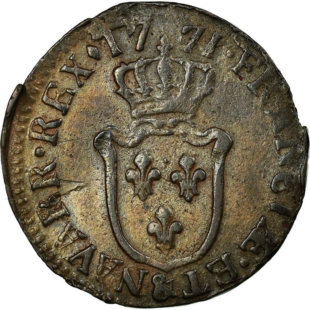 Coin, France, Louis XV, Demi sol d'Aix, 1/2 Sol, 1771, Aix, EF(40-45), Copper