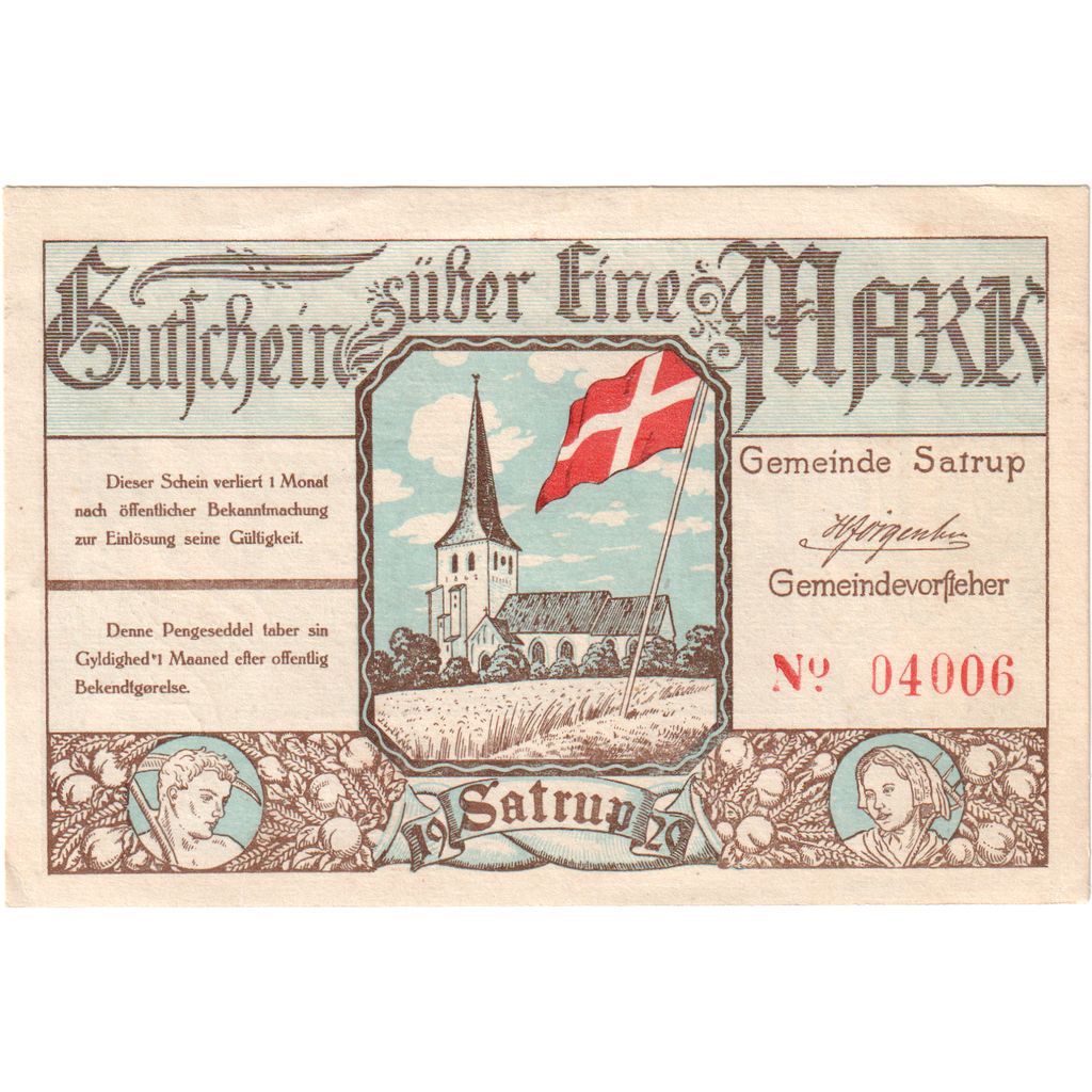 Germania, Satrup, 1 Mark, BB+