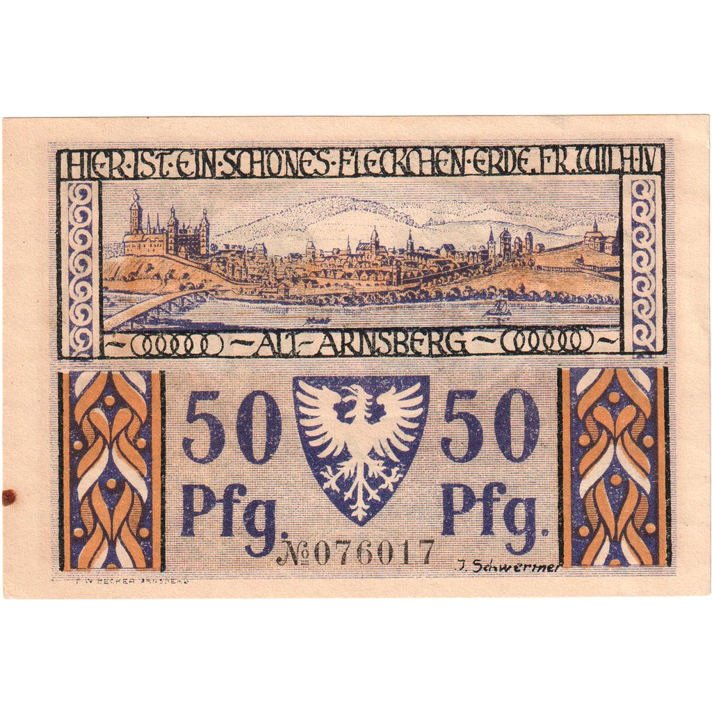 Germania, Arnsberg, 50 Pfennig, 1922-10-15, SPL