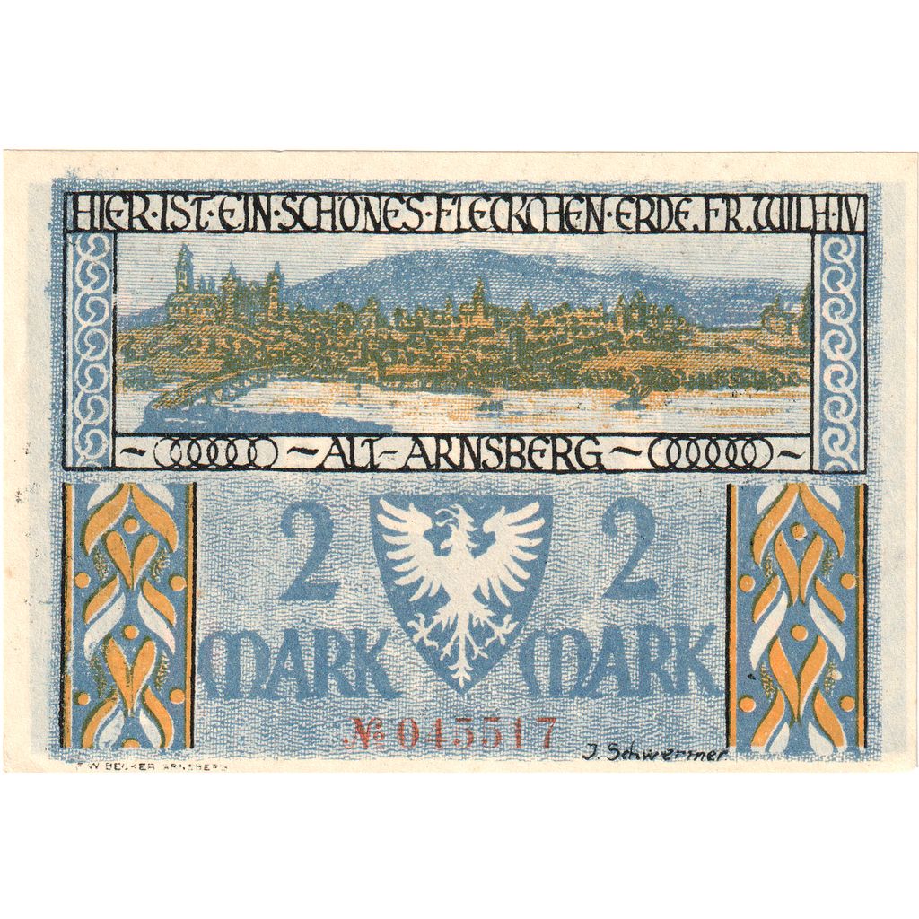 Germania, Arnsberg, 2 Mark, 1921-12-15, SPL