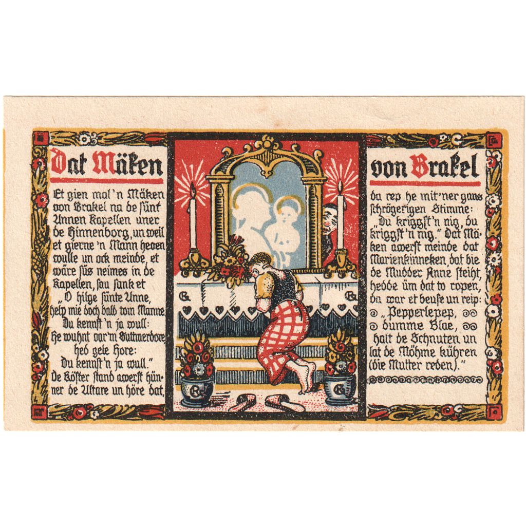 Germany, Brakel, 1 Mark, 1922-03-01, UNC(63)