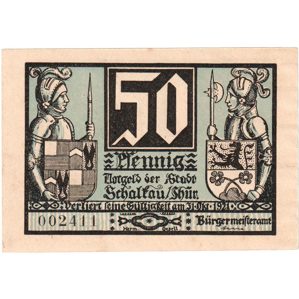 Germania, Schaltau, 50 Pfennig, 1921-10-31, SPL