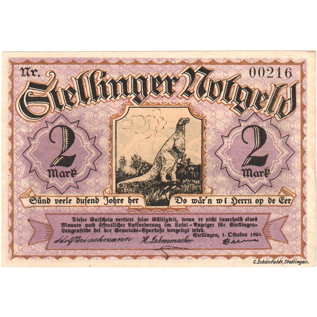 Germania, Stellingen, 2 Mark, 1920-10-01, SPL