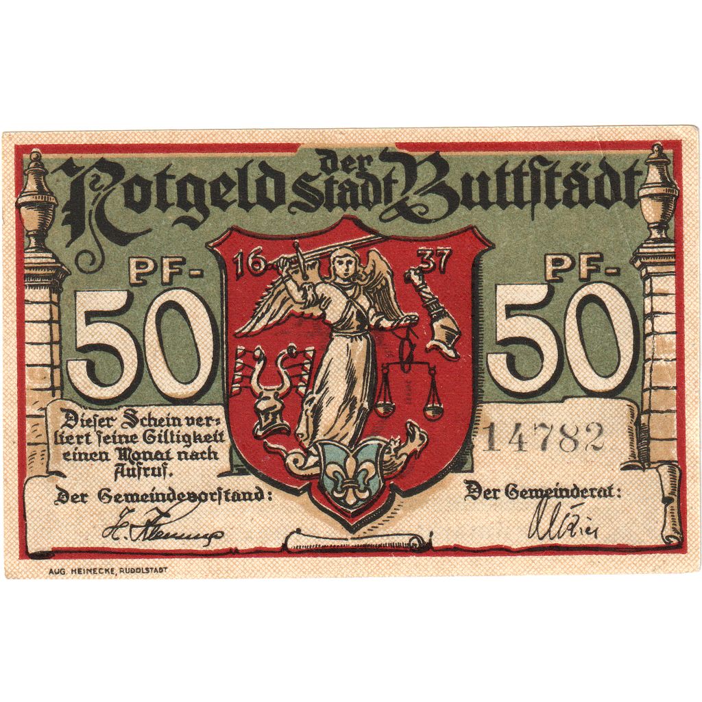 Niemcy, Buttstädt, 50 Pfennig, AU(55-58)