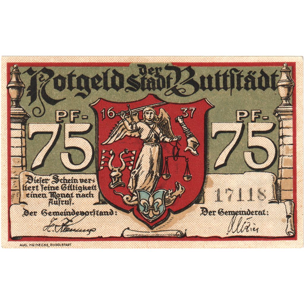 Niemcy, Buttstädt, 75 Pfennig, UNC(63)