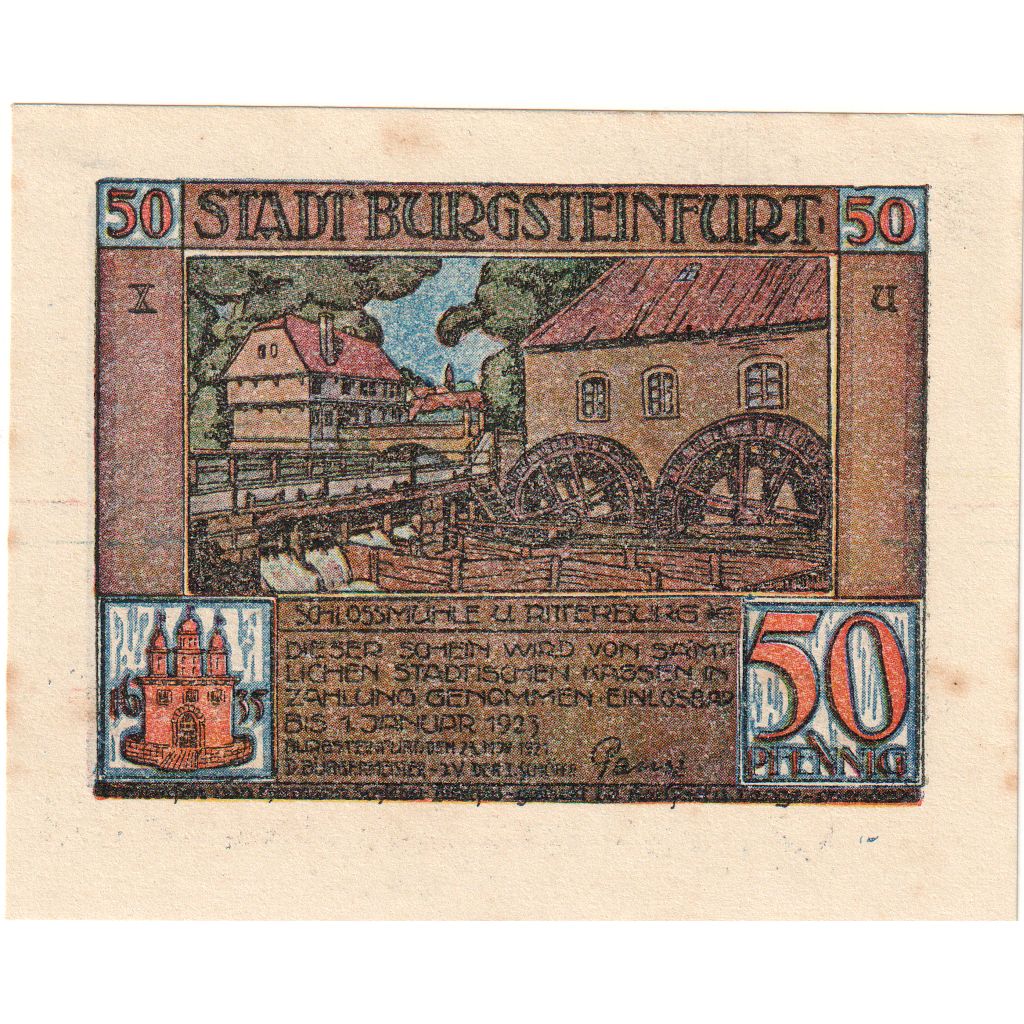 Alemanha, Burgsteinfurt, 50 Pfennig, 1923-01-01, AU(50-53)