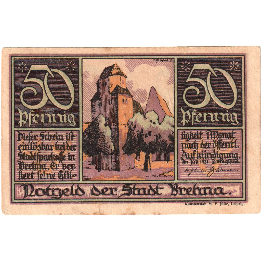 Alemania, Brehna, 50 Pfennig, MBC