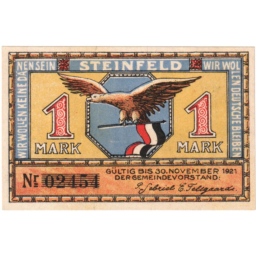 Niemcy, Steinfeld, 1 Mark, 1921-11-30, UNC(63)