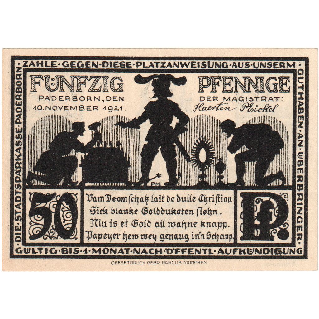 Germania, Paderborn, 50 Pfennig, 1921-11-10, SPL