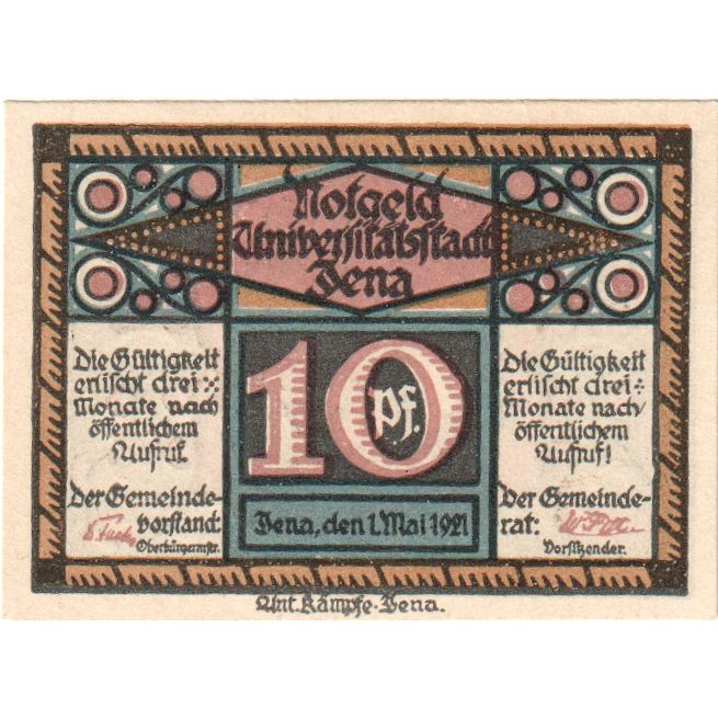 Germania, Jena, 10 Pfennig, 1921-05-01, SPL