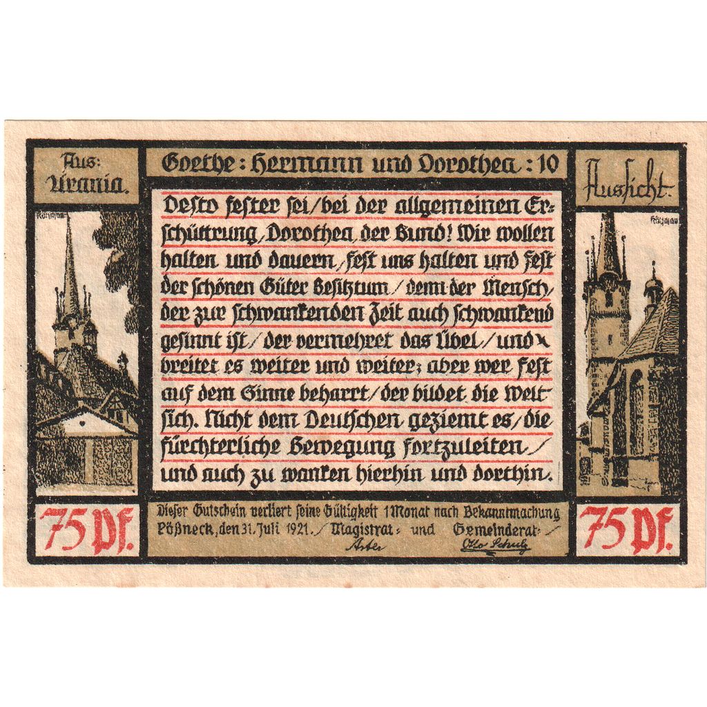 Niemcy, Possneck, 75 Pfennig, 1921-07-31, UNC(63)