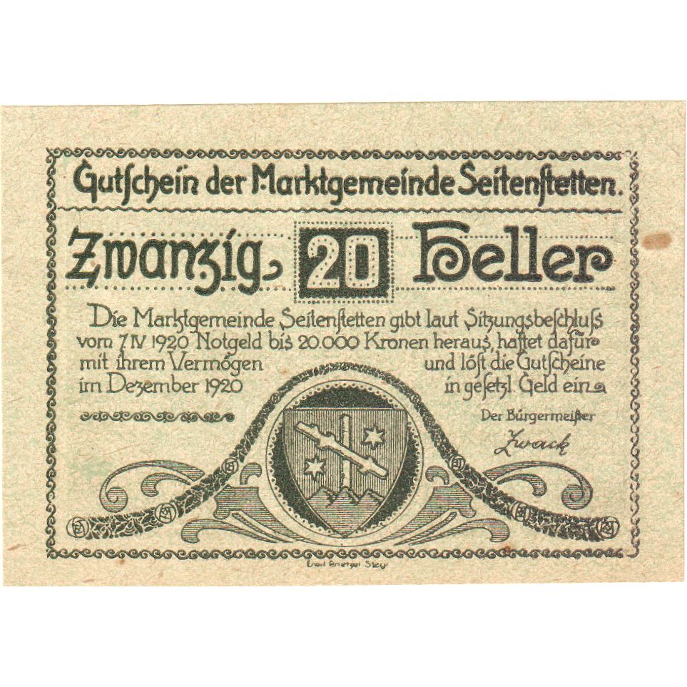 Austria, Seitenstetten, 20 Heller, SC