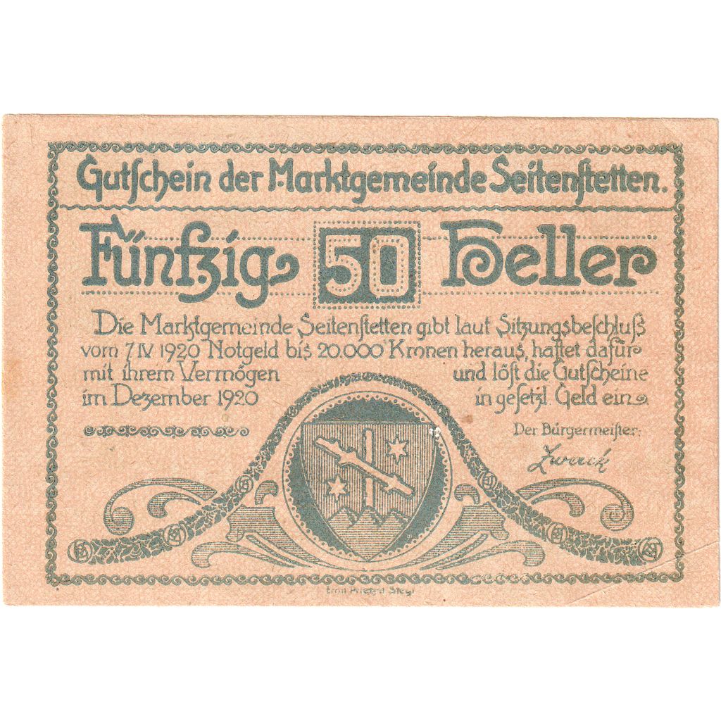 Austria, Seitenstetten, 50 Heller, SC