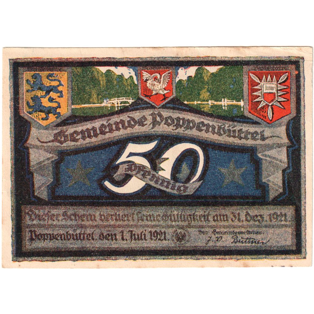 Germany, Poppenbüttel, 50 Pfennig, 1921-12-31, AU(55-58)