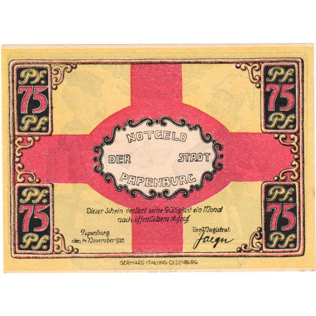 Deutschland, Papenburg, 75 Pfennig, 1921-11-14, UNZ-