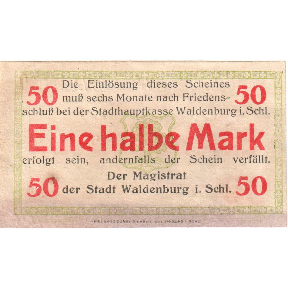 Deutschland, Waldenburg, 50 Pfennig, VZ