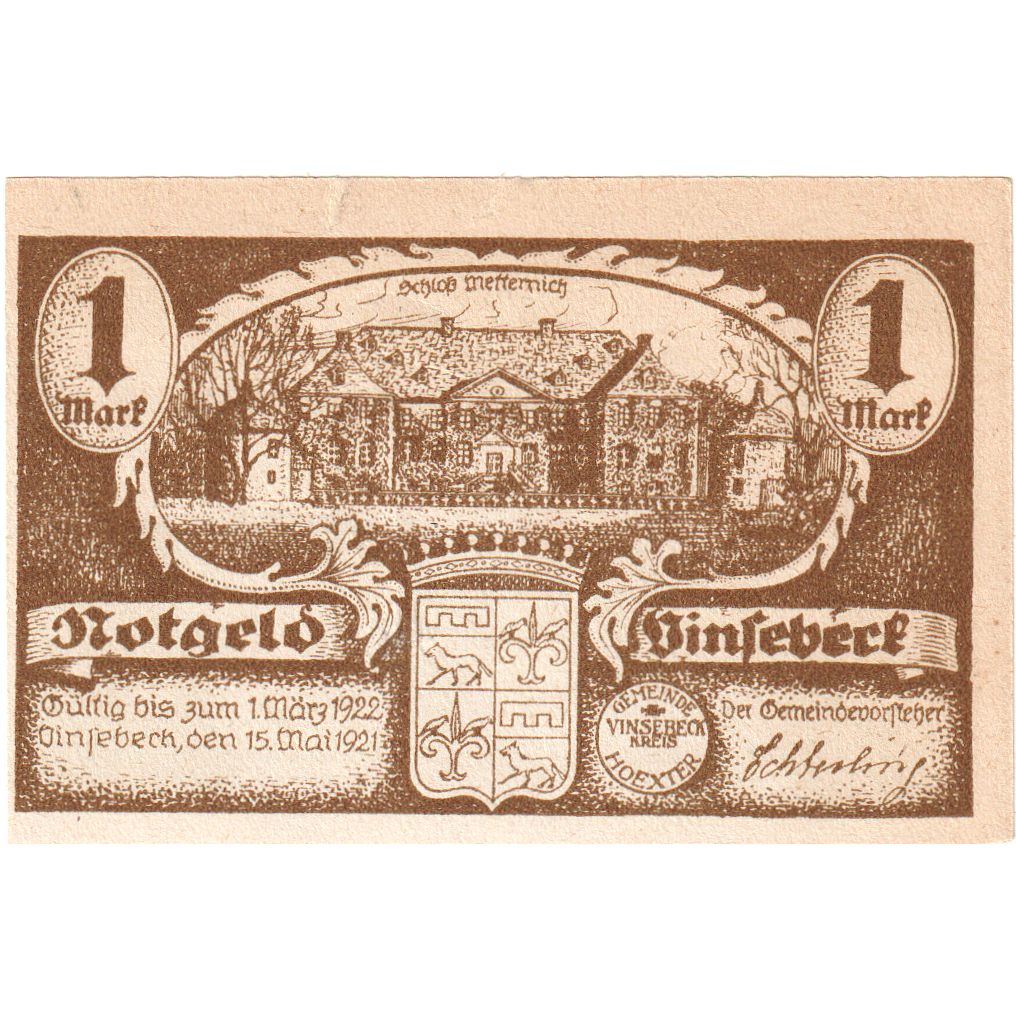 Deutschland, Vinsebeck, 1 Mark, 1921-05-15, SS