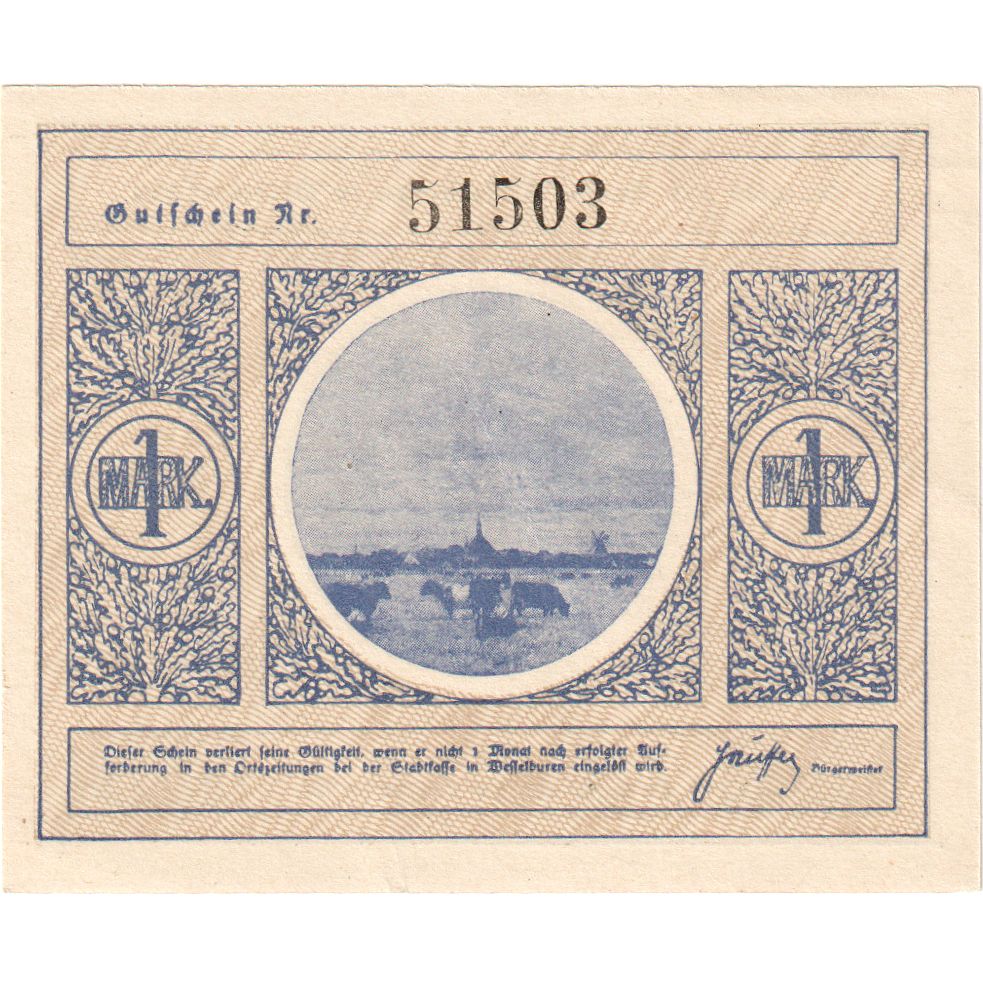 Germania, Wesselburen, 1 Mark, SPL
