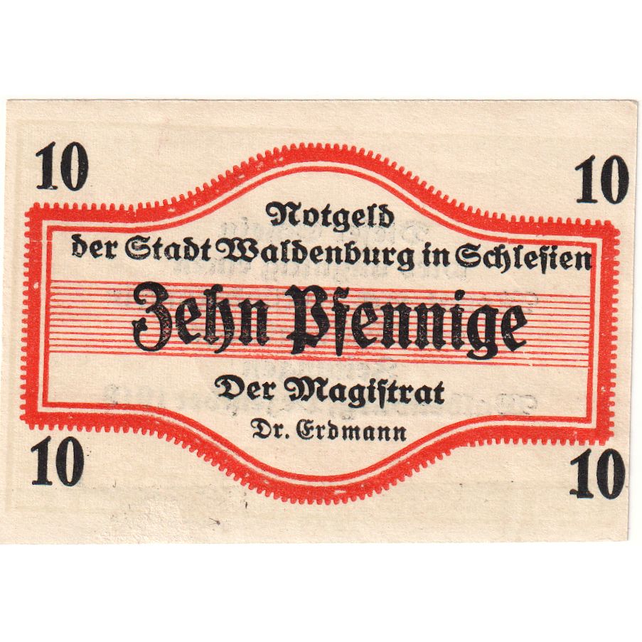 Allemagne, Waldenburg, 10 Pfennig, SPL