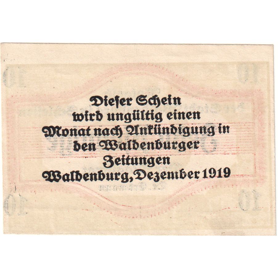 Allemagne, Waldenburg, 10 Pfennig, SPL