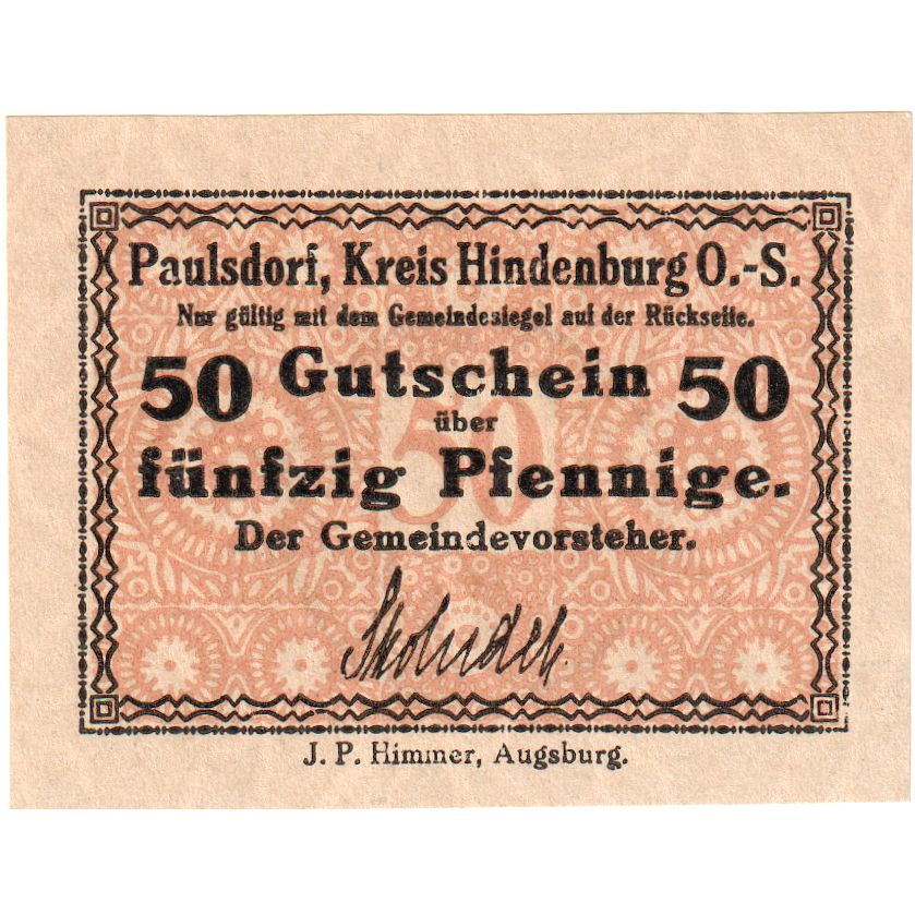 Duitsland, Paulsdorf, 50 Pfennig, SPL