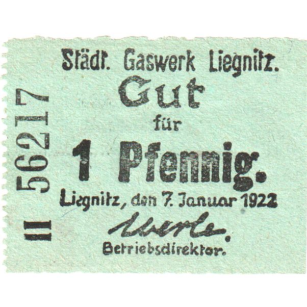 Germania, Liegnitz, 1 Pfennig, 1922-01-07, SPL