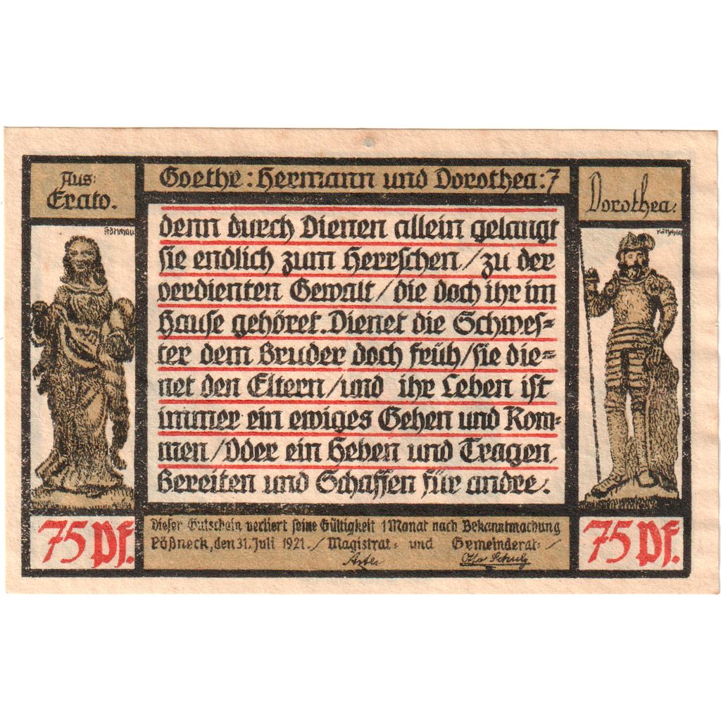 Germania, Possneck, 75 Pfennig, 1921-07-31, SPL