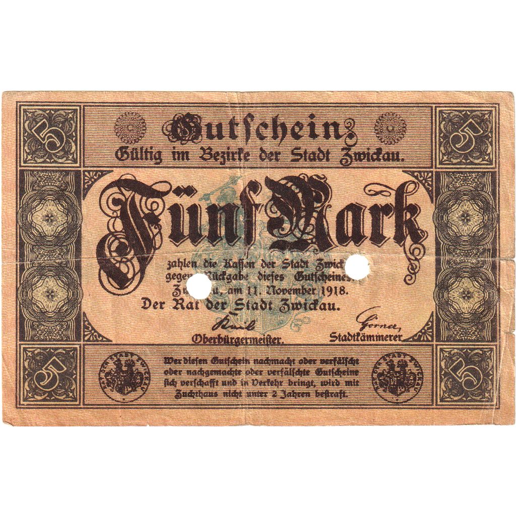 Germania, Zwickau, 5 Mark, 1918-11-11, BB