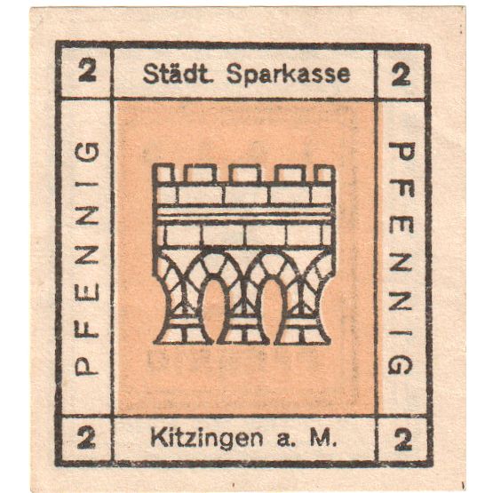 Allemagne, Kitzingen, 2 Pfennig, SPL