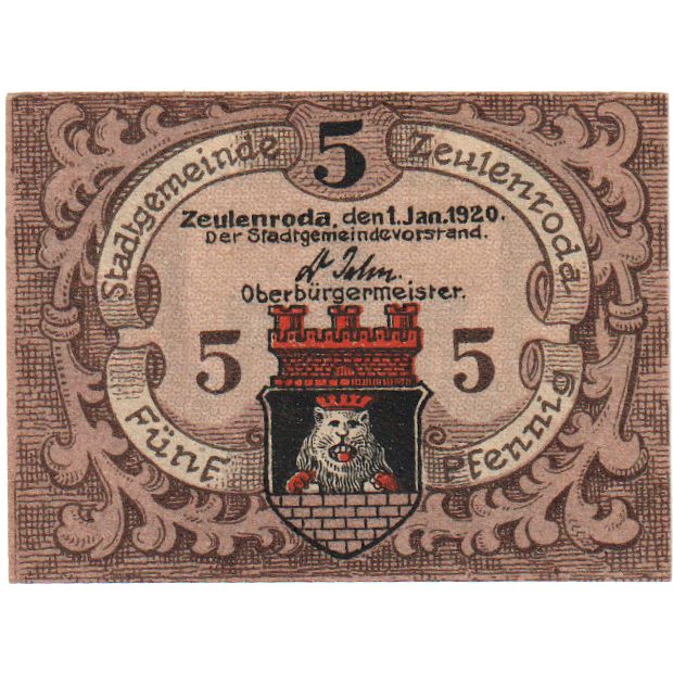 Duitsland, Zeulenroda, 5 Pfennig, 1920-01-01, SPL