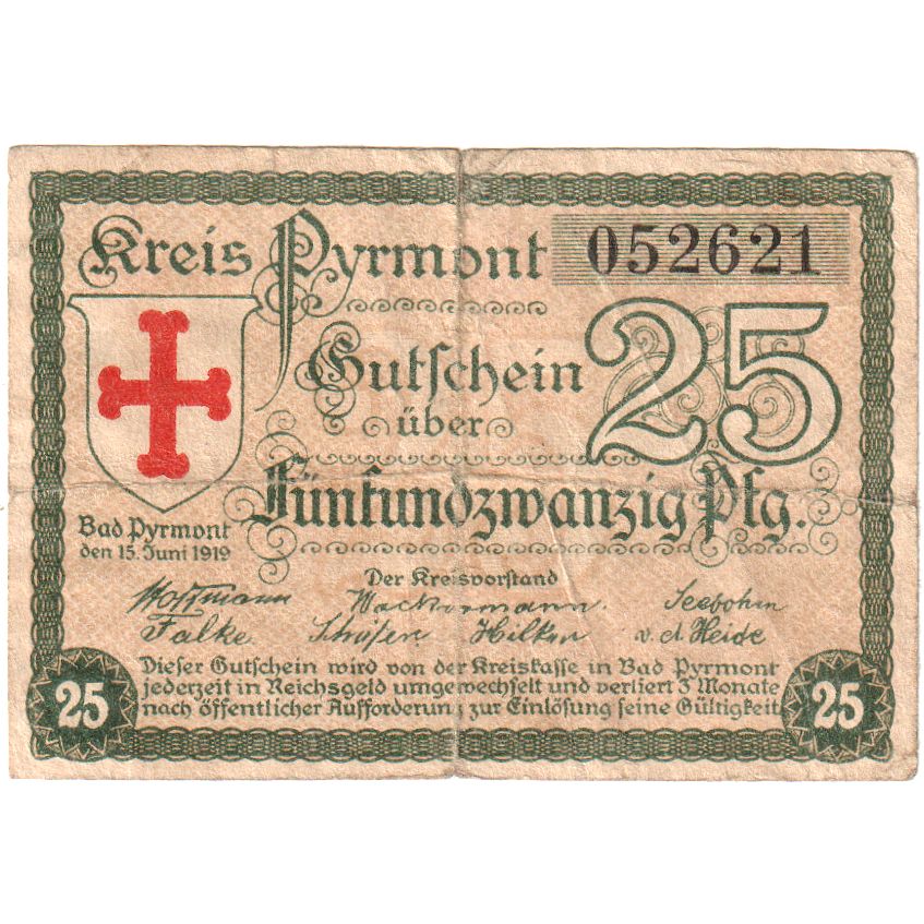 Allemagne, Pyrmont, 25 Pfennig, 1919-06-15, TB