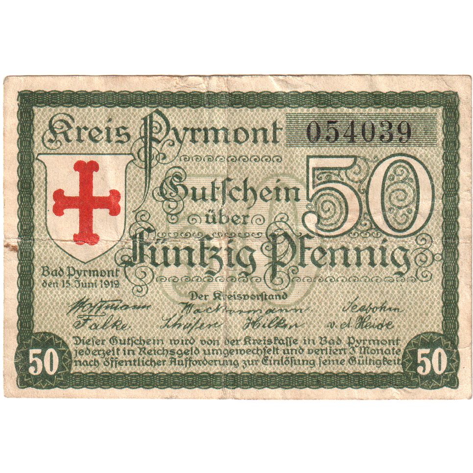 Duitsland, Pyrmont, 50 Pfennig, 1919-06-15, TB+