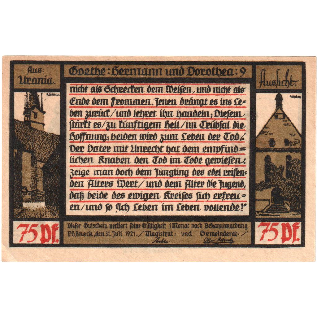 Duitsland, Possneck, 75 Pfennig, SPL