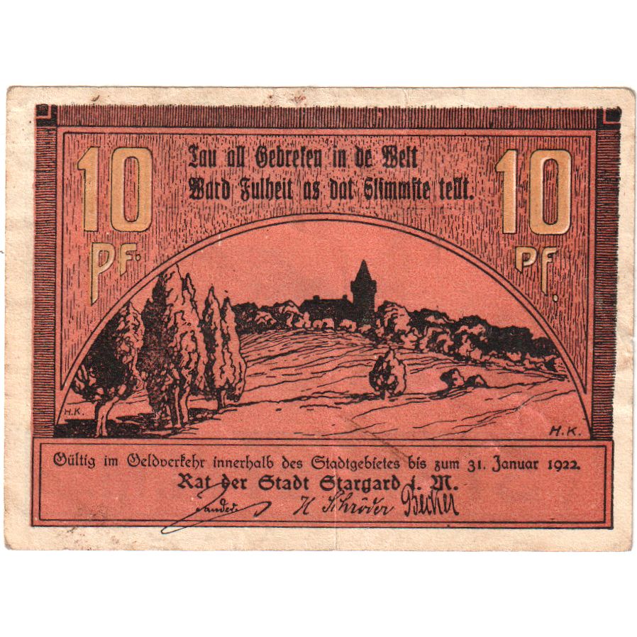 Allemagne, Stargard, 10 Pfennig, 1922-01-31, TTB