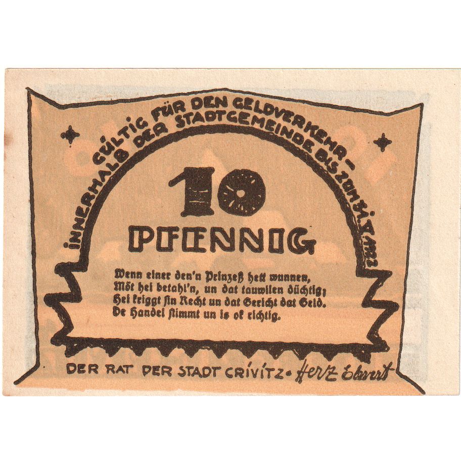 Allemagne, Crivitz, 10 Pfennig, 1922-05-31, SUP