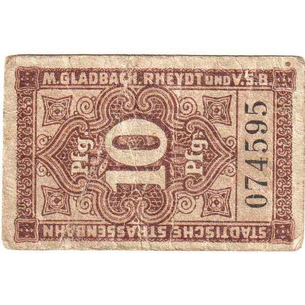 Niemcy, München-Gladbach, 10 Pfennig, VF(20-25)