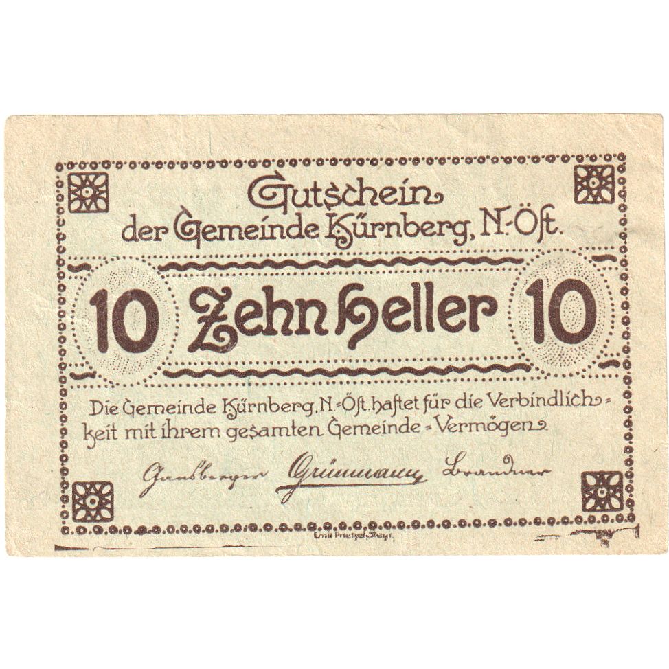 Austria, Kürnberg, 10 Heller, 1920-12-31, UNC(63)