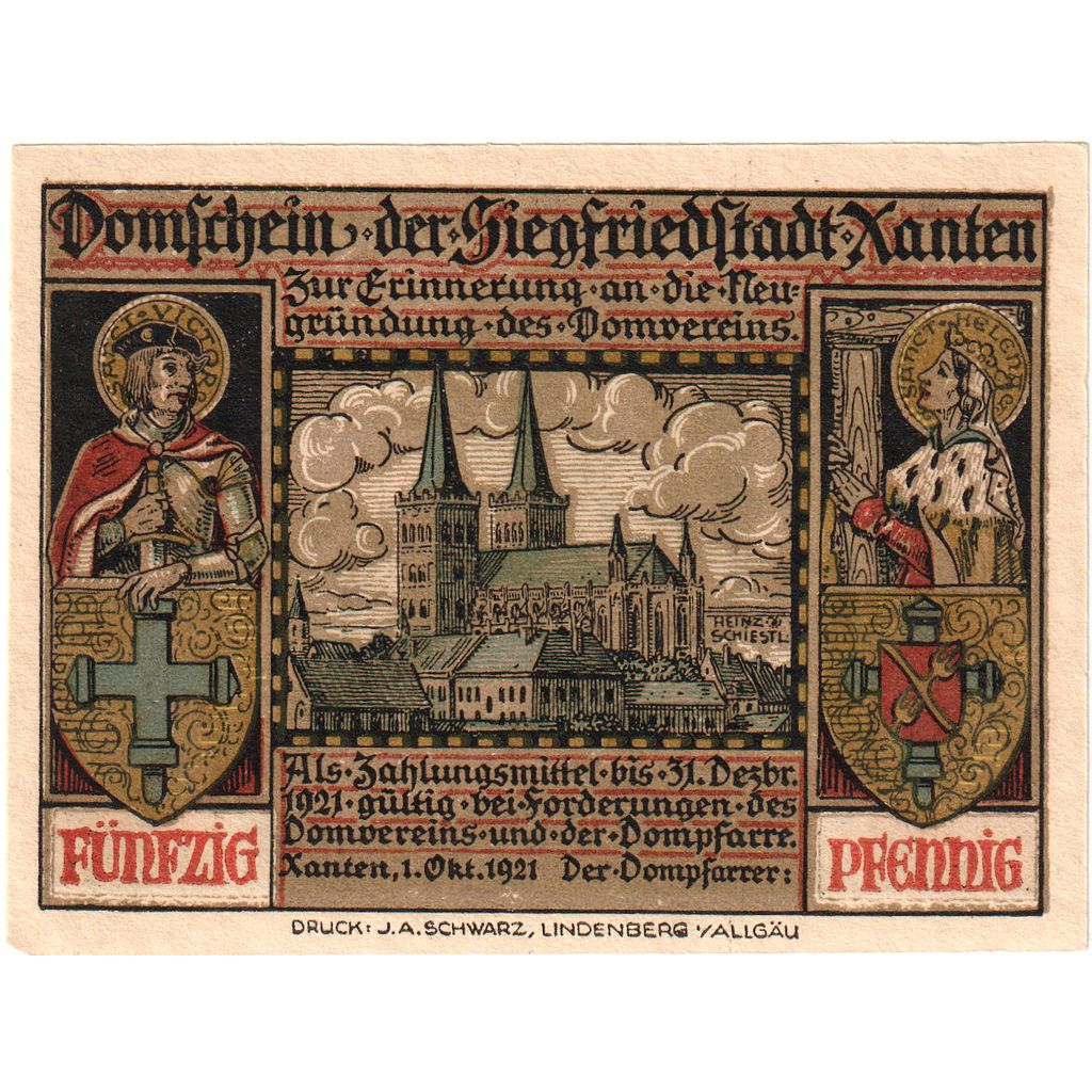 Allemagne, Xanten, 50 Pfennig, 1921-12-31, SPL