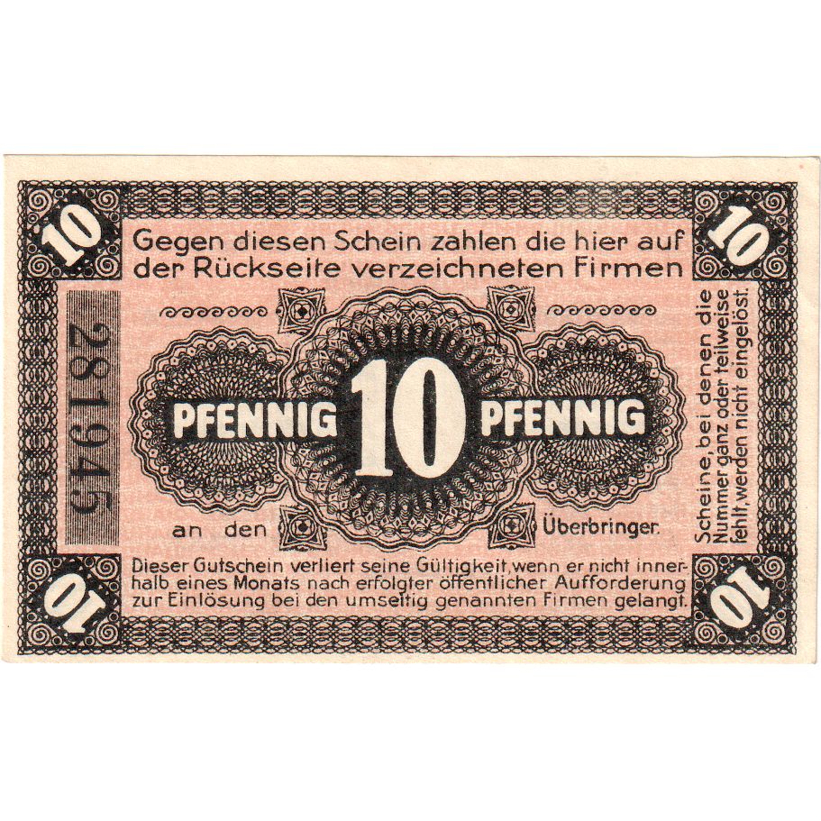 Allemagne, Neuhaldensleben, 10 Pfennig, 1919-08-01, SPL
