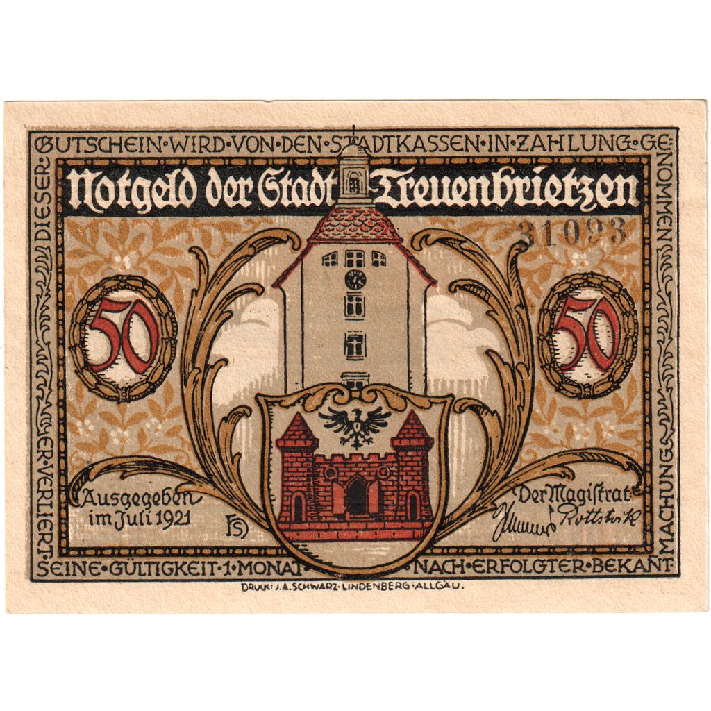 Germany, Treuenbrietzen, 50 Pfennig, 1921-07-01, UNC(63)